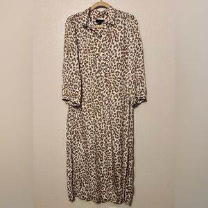 J.Crew Leopard Print Button-Front Shirt Dress Midi | Size 12